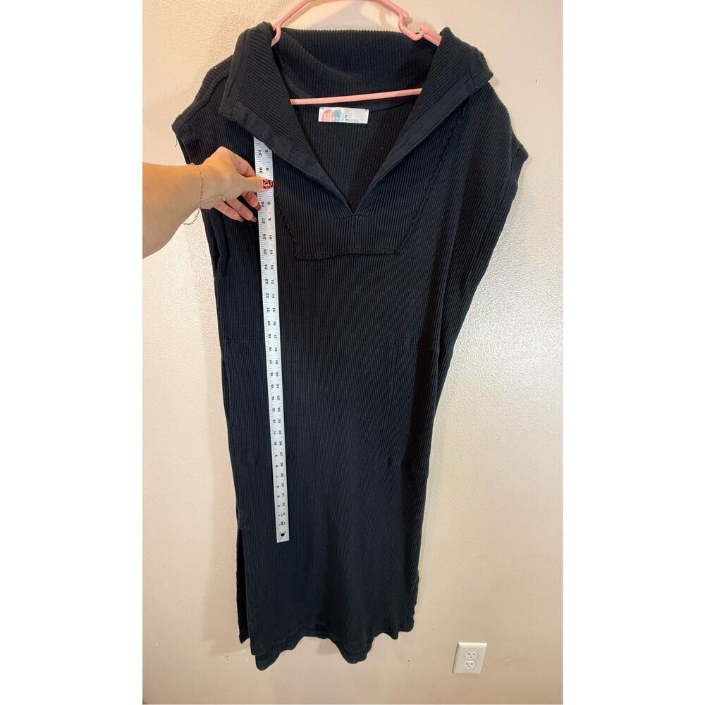 Free People Beach Black Cotton Short Sleeve Midi V-Neck Dress Women’s Small - Picture 9 of 13